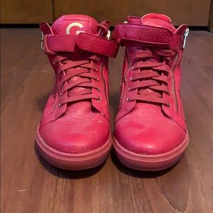 Guess red high top snakeskin shoes